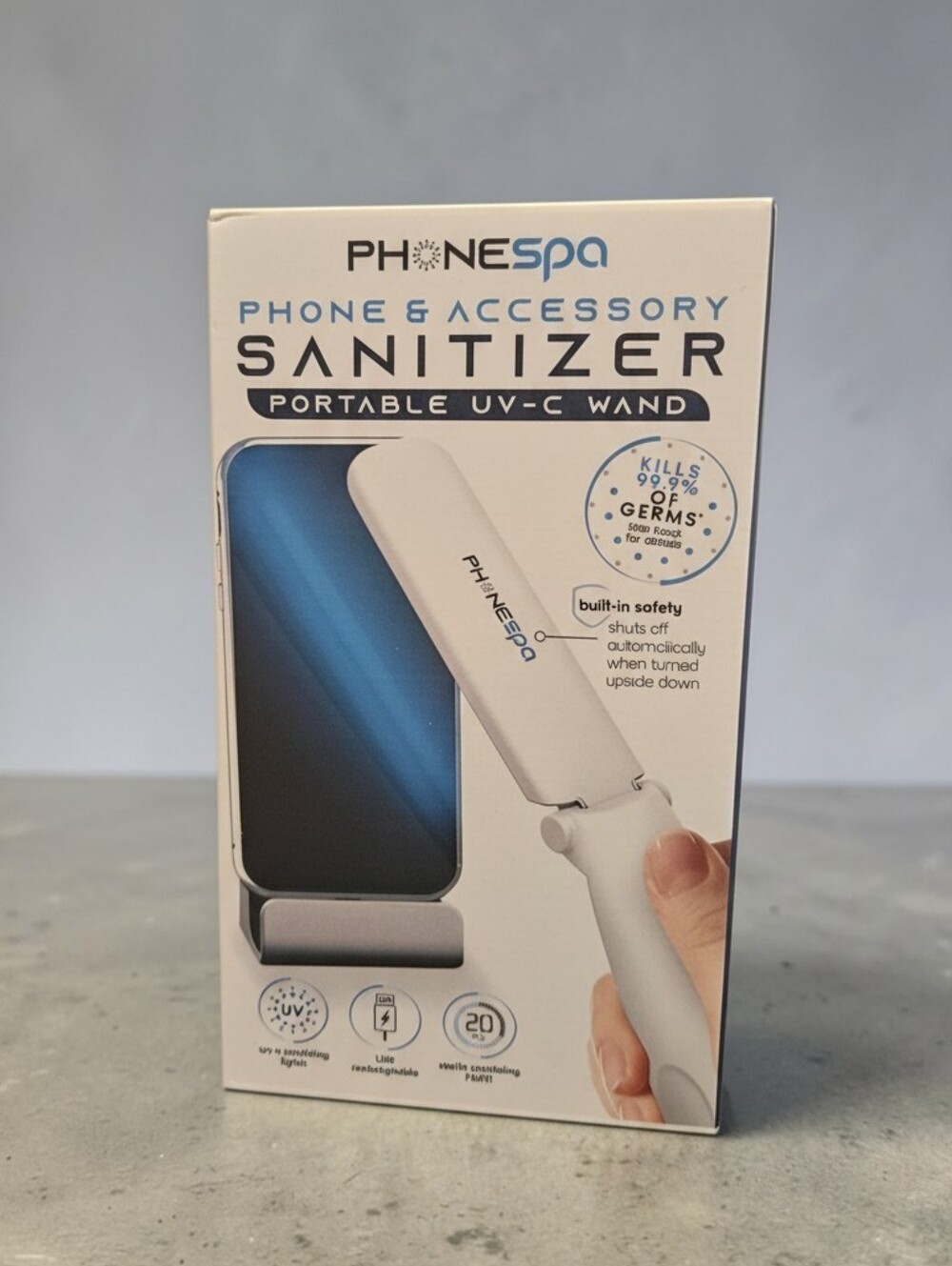 NIB Tzumi PhoneSpa Portable UV-C Sanitizer Wand - WhiteBrand New in Box (NIB)